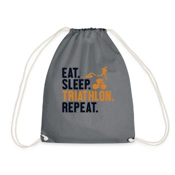 Eat Sleep Triathlon Repeat Triathlete Training - Drawstring Bag - grey - Front