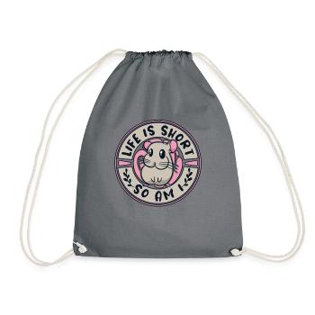 Life Is Short So Am I Shorttail Longtail - Drawstring Bag - grey - Front