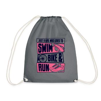 Une fille qui aime la natation et la course à vélo d’entraînement triathlète - Sac de sport léger - gris - Devant