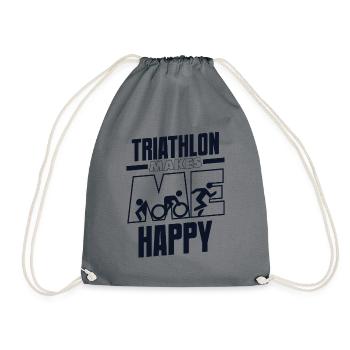 Triathlon Makes Me Happy Training Triathlonrad - Turnbeutel - Grau - Vorne