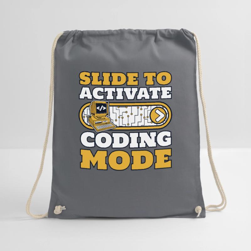 Slide To Activate Coding Mode Developer Coder Drawstring Bag
