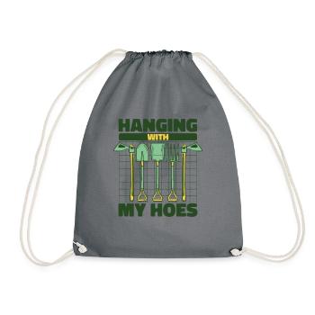 Hanging With My Hoes Kleingarten Gartenbau - Turnbeutel - Grau - Vorne