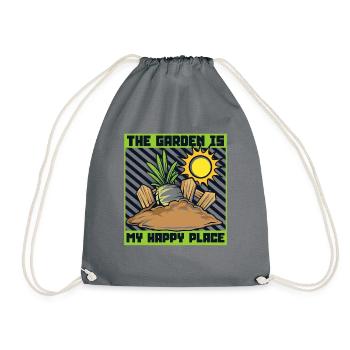 The Garden Is My Happy Place Horticulture Gardener - Drawstring Bag - grey - Front