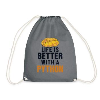 Life is Better with a Python Snake Banana Ball - Drawstring Bag - grey - Front