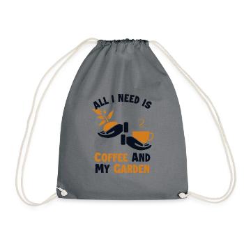 Coffee and my Garden Allotment Garden - Drawstring Bag - grey - Front