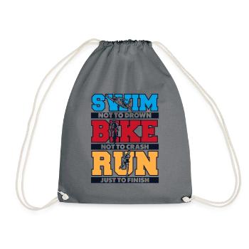 Swim Bike Run Triathlon Bike Triathlete Training - Drawstring Bag - grey - Front