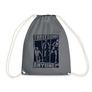 Threesome Anyone Triathlete Training Triathlon Bike - Drawstring Bag - grey - Front