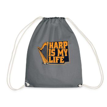 Harp Is My Life Konzertharfe Harfenmusik Harfe - Turnbeutel - Grau - Vorne