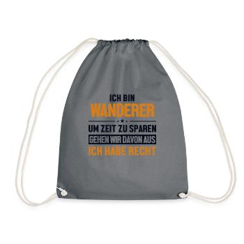 Wanderer haben immer Recht Trekking Bergwandern - Turnbeutel - Grau - Vorne
