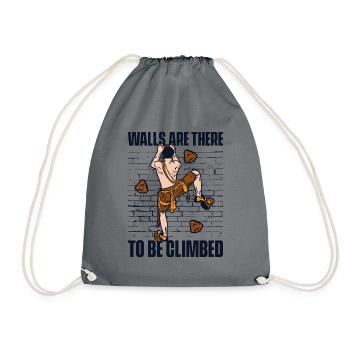 Walls Are There To Be Climbed Sport Climbing - Drawstring Bag - grey - Front