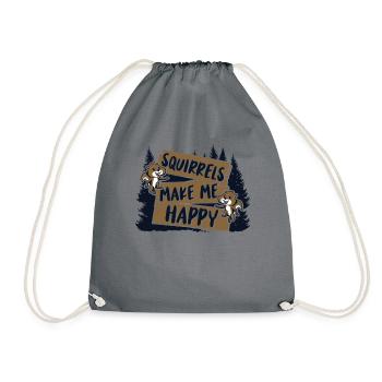Squirrels Make Me Happy Grey Squirrel - Drawstring Bag - grey - Front