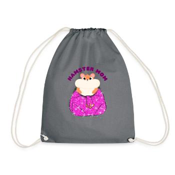 Hamster Mom Dwarf Hamster European Hamster Golden Hamster - Drawstring Bag - grey - Front