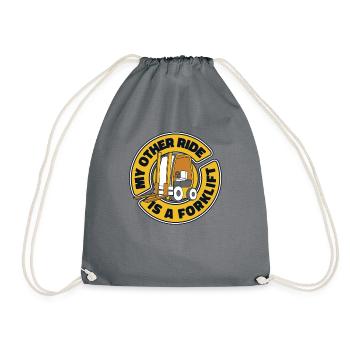 My Other Ride Is A Forklift Telehandler - Drawstring Bag - grey - Front