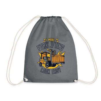 I Make Forklifting Look Easy Forklift Driver - Drawstring Bag - grey - Front