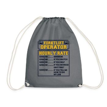 Forklift Operator Hourly Rate Telehandler - Drawstring Bag - grey - Front