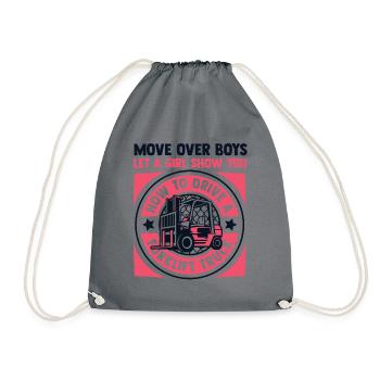 Let A Girl Show You How To Drive Telehandler - Drawstring Bag - grey - Front
