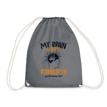 My Brain is 95% Forklifts Forklift Driver - Drawstring Bag - grey - Front