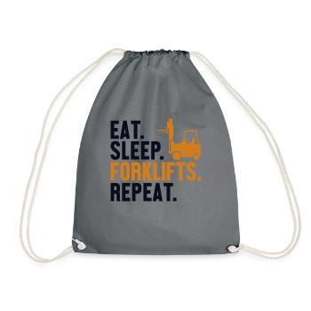 Eat Sleep Forklifts Repeat All-terrain forklift - Drawstring Bag - grey - Front
