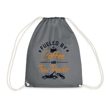 Fueled by Coffee and Tow Trucks Tow Truck - Drawstring Bag - grey - Front