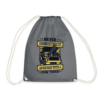 Never Underestimate An Old Man With Tow Truck - Drawstring Bag - grey - Front