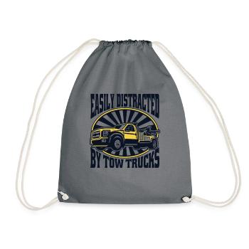 Easily Distracted By Tow Trucks Tow Truck - Drawstring Bag - grey - Front