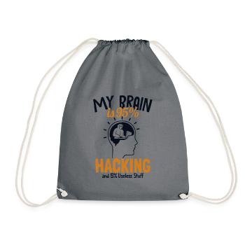 My Brain is 95% Hacking Sniffer Social - Drawstring Bag - grey - Front