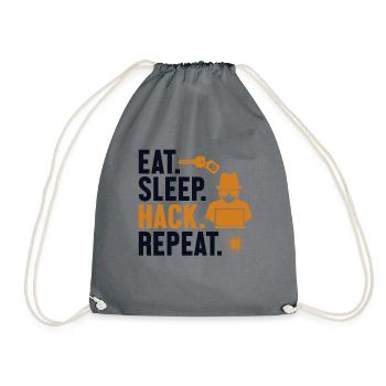 Manger Sleep Hack Répéter l’hameçonnage d’ingénierie sociale - Sac de sport léger - gris - Devant