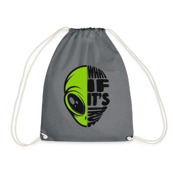 What If It's True Conspiracy Alien UFO - Drawstring Bag - grey - Front