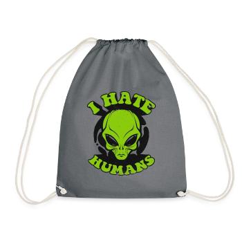 I Hate Humans Conspiracy Außerirdischer Ufo Alien - Drawstring Bag - grey - Front