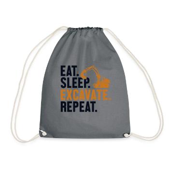 Eat Sleep Excavate Repeat Seilbagger Excavator - Turnbeutel - Grau - Vorne