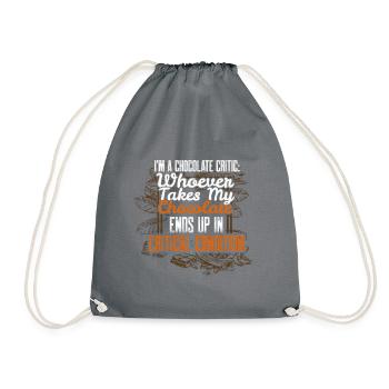 Chocolate Lover Critical Chocolate Critic Funny Ch - Drawstring Bag - grey - Front