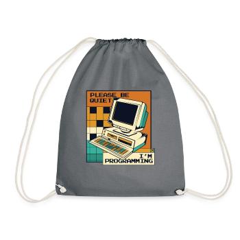 Please Be Quiet Software Engineer Developer - Drawstring Bag - grey - Front