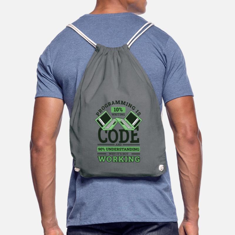 Programming 10% Writing 90% Not Working Coder Drawstring Bag