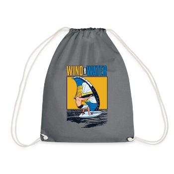 Wind And Water Wellenreiter Surfer Wassersport - Turnbeutel - Grau - Vorne