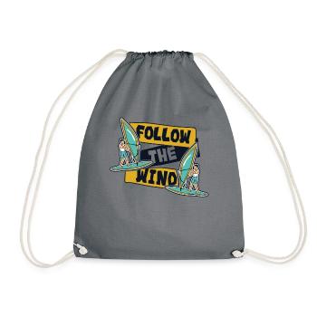 Follow The Wind Wassersport Wellenreiter Surfer - Turnbeutel - Grau - Vorne