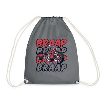 Braap Tricycle Motorcycle Threewheeler Trikebike - Drawstring Bag - grey - Front