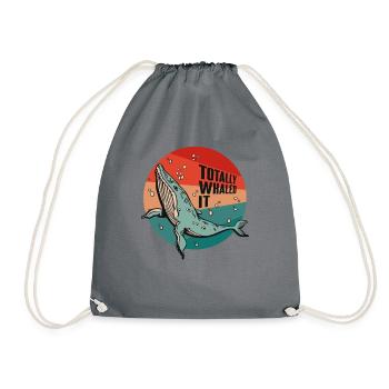 Totally Whaled It Blue Beluga Cachalot Whale - Drawstring Bag - grey - Front