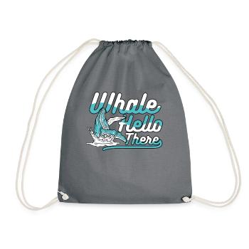 Whale Hello There Blue Beluga Cachalot Whale - Drawstring Bag - grey - Front