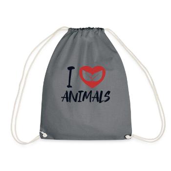 Ich liebe Tiere Pflanzliche Veganer Veganer Veganismus - Turnbeutel - Grau - Vorne