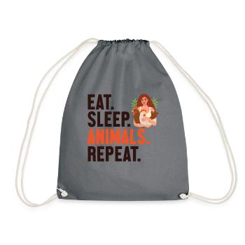 Eat Sleep Animals Repeat Vegan Vegans Veganismus - Turnbeutel - Grau - Vorne