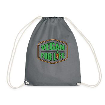 Vegan For Life Plant-Based Vegan Vegans Veganism - Drawstring Bag - grey - Front