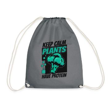 Keep Calm Pflanzen haben Protein-Veganer Veganer - Turnbeutel - Grau - Vorne