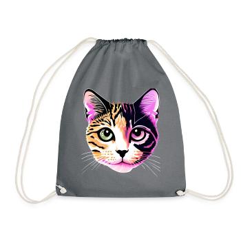 Colorful cat - Drawstring Bag - grey - Front