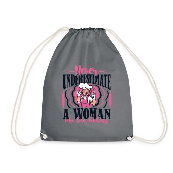 Never Underestimate A Women Who Loves Baking - Drawstring Bag - grey - Front