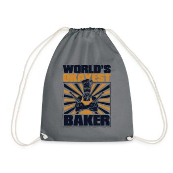 World's Okayest Baker Bakery Pastry Chef - Drawstring Bag - grey - Front