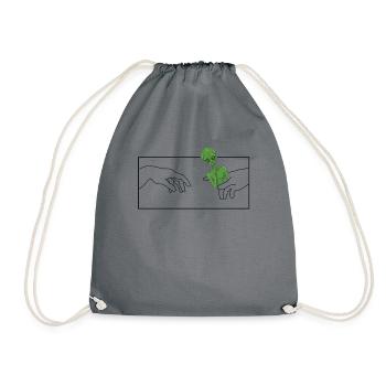Michelangelo Creation of Adam Conspiracy Ufo Alien - Drawstring Bag - grey - Front