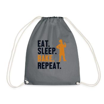 Eat Sleep Bake Repeat Confectioner Hobby Baker - Drawstring Bag - grey - Front