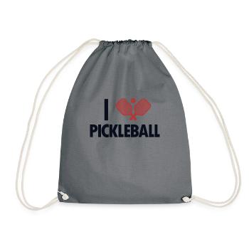 I love pickleball pickleball player pickleball fan - Drawstring Bag - grey - Front
