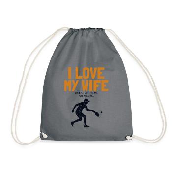 I Love My Wife Pickleball Pickleballfan Pickleball - Drawstring Bag - grey - Front
