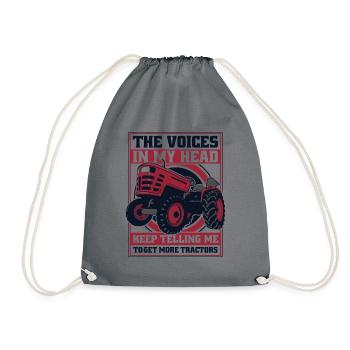 Voices In Head Telling Me Get More Tractors Bauer - Drawstring Bag - grey - Front